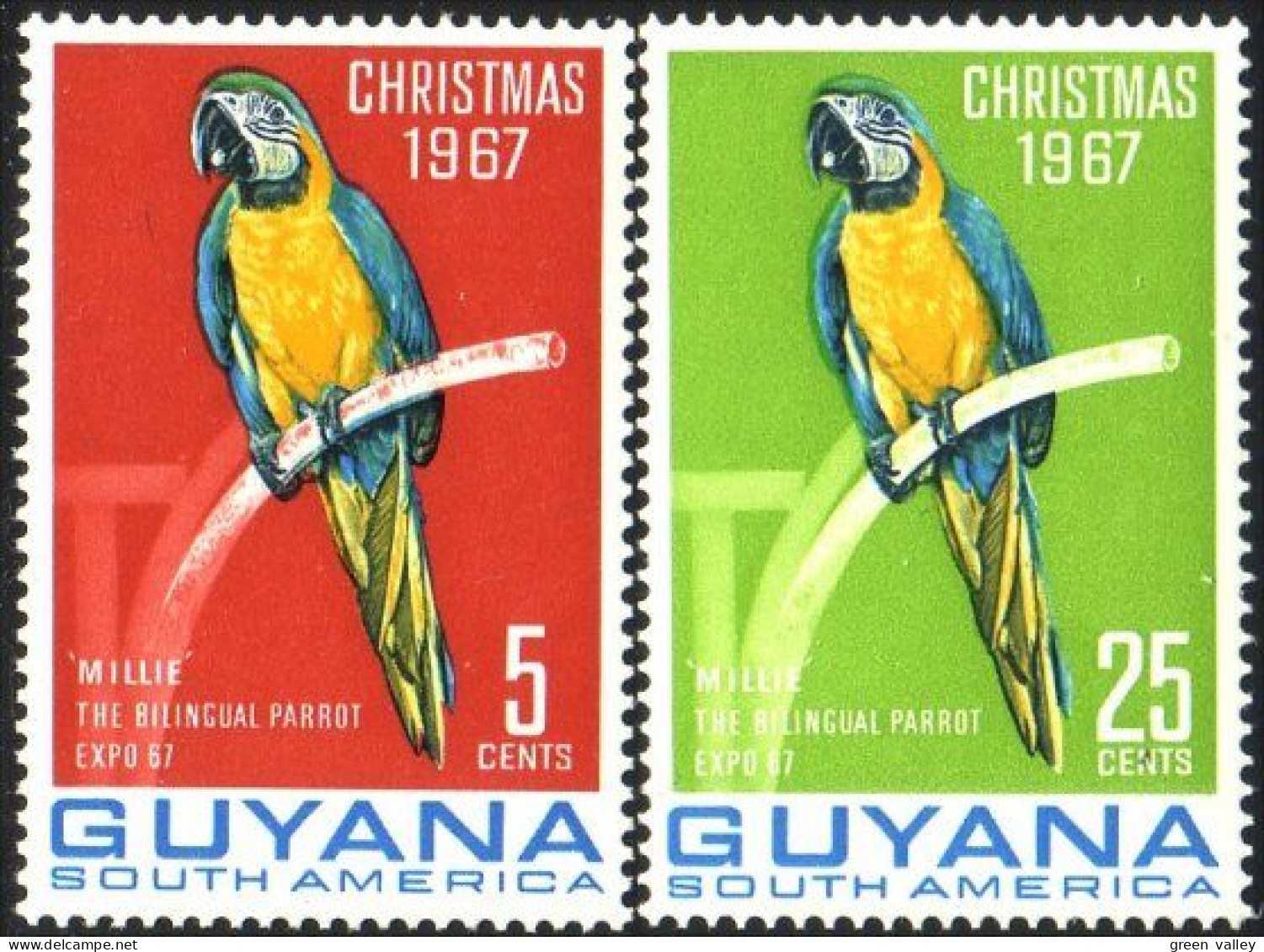 476 Guyana 5c-25c Parrot Perroquet Papagei Papagaio Loro Papagallo MNH ** Neuf SC (GUY-12a) - Pappagalli & Tropicali