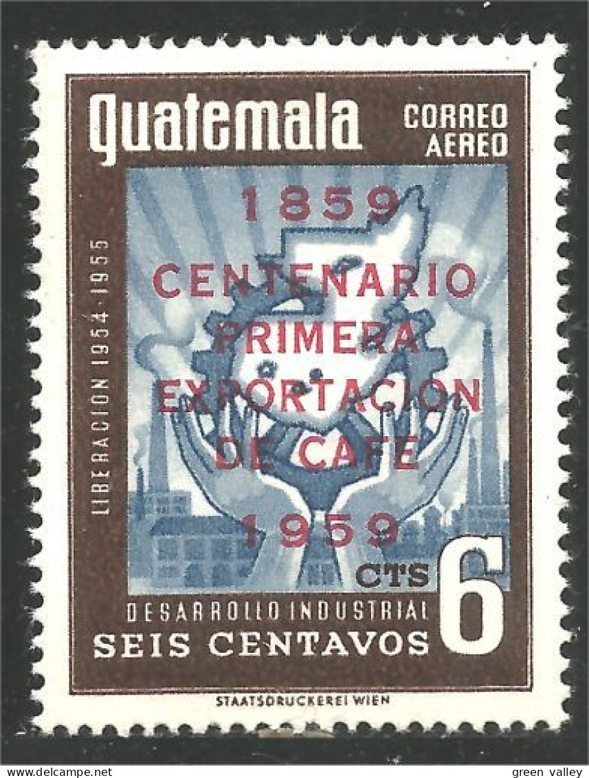 474 Guatemala 1959 Liberation Cogwheel Carte Map Surcharge Export Café Coffee Kaffe MNH ** Neuf SC (GUA-94) - Guatemala