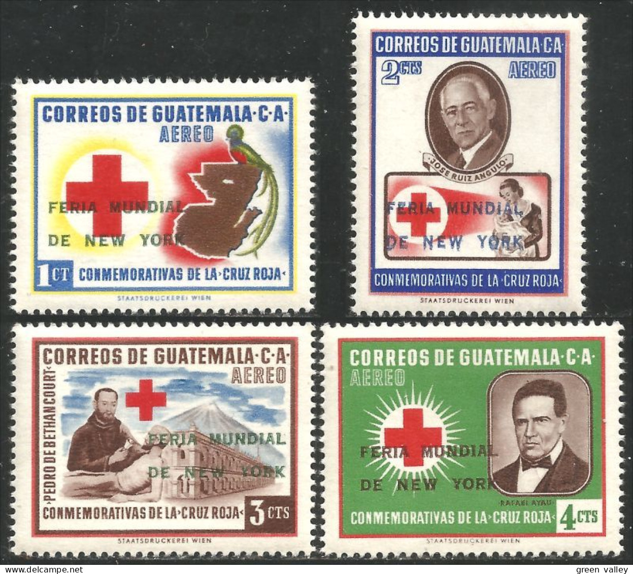 474 Guatemala 1964 Croix Rouge Red Cross Surcharge FERIA MUNDIAL NEW YORK MNH ** Neuf SC (GUA-78) - Guatemala