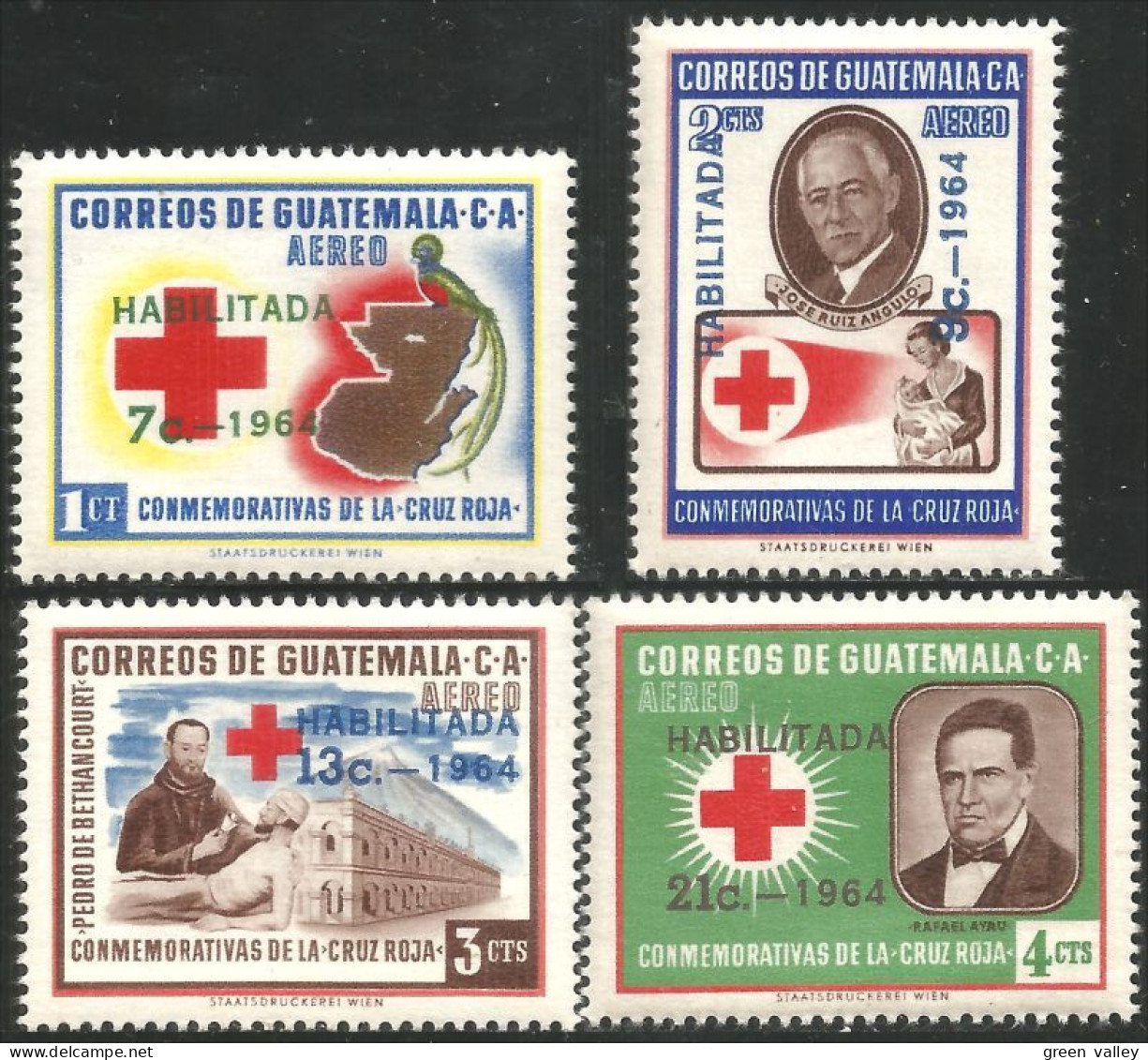 474 Guatemala 1964 Croix Rouge Red Cross Surcharge HABILITADA - 1964 MNH ** Neuf SC (GUA-77) - Guatemala