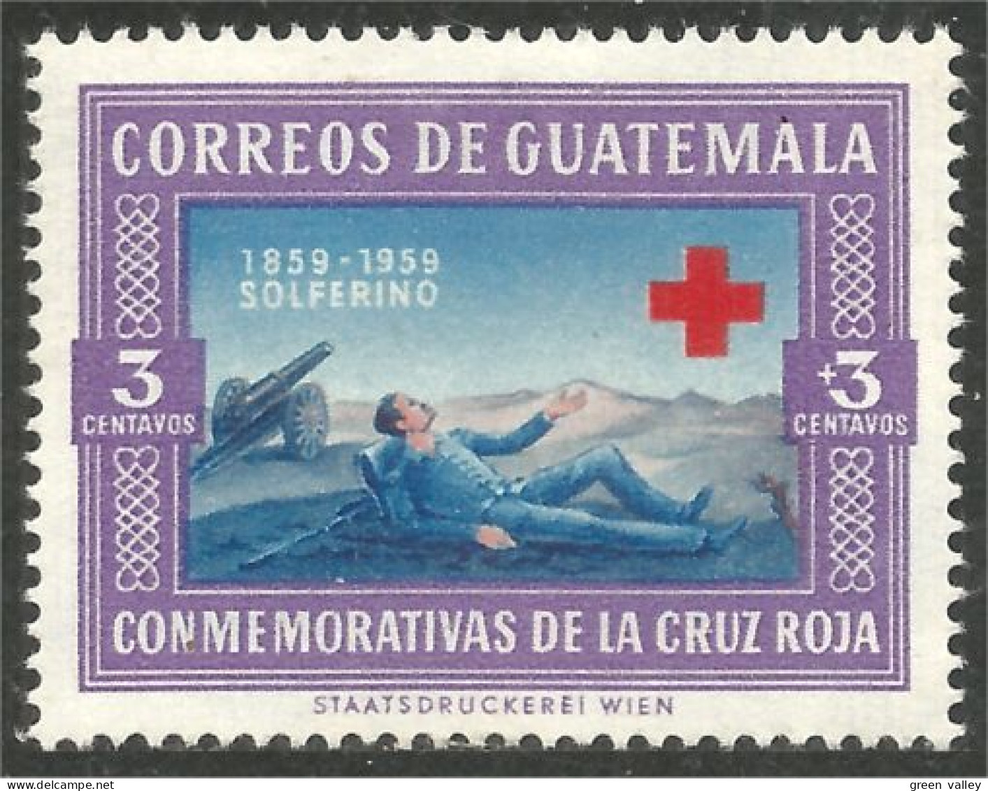 474 Guatemala 1960 Croix Rouge Red Cross Soldat Blessé Wounded Soldier Solferino MH * Neuf (GUA-72) - Guatemala