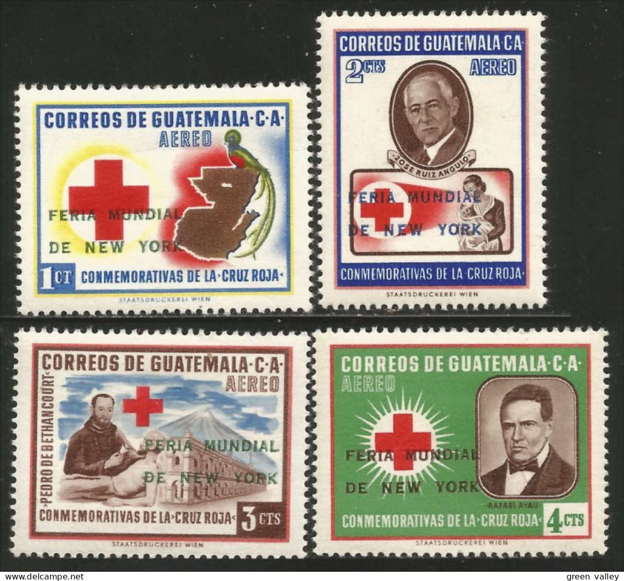 474 Guatemala 1964 Croix Rouge Red Cross Rotkreuze Surcharge New York MH * Neuf (GUA-46) - Médecine