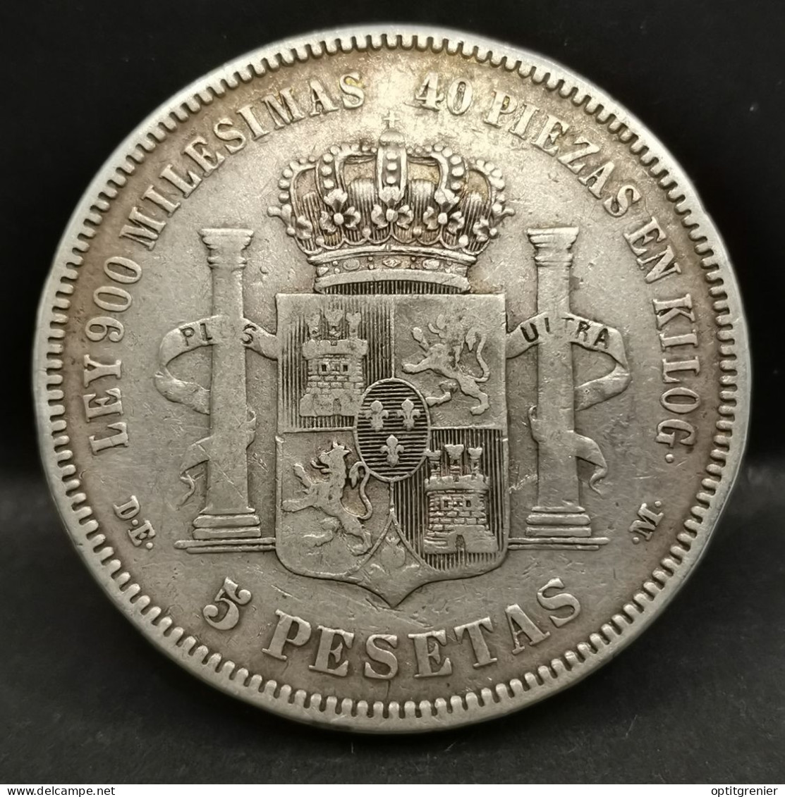 5 PESETAS ARGENT 1875 ALPHONSE XII PRECONSTITUTIONNEL ESPAGNE / SILVER SPAIN - Primi Conii