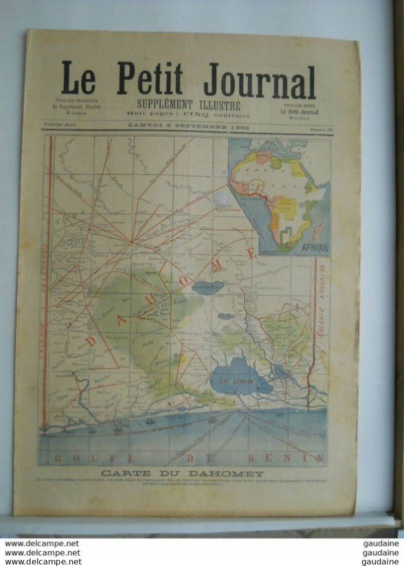 Le Petit Journal N°93 – 3 Septembre 1892 – CARTE DU DAHOMEY - ANNIVERSAIRE DE LA BATAILLE DE MARS LA TOUR - Le Petit Journal