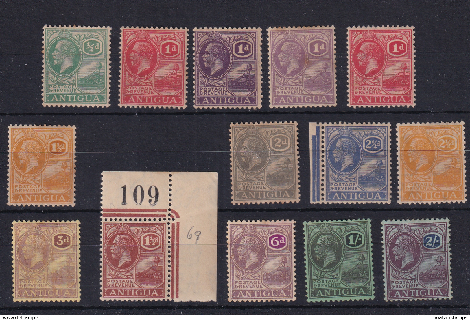 Antigua: 1921/29   KGV Selection To 2/-     MH - 1858-1960 Crown Colony