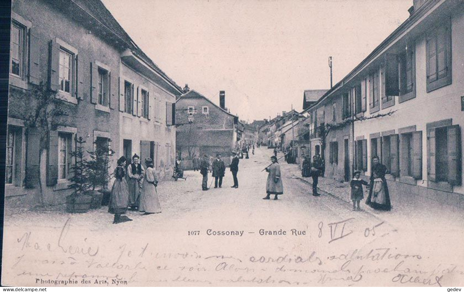 Cossonay VD, Grande Rue Animée (8.6.1905) - Cossonay