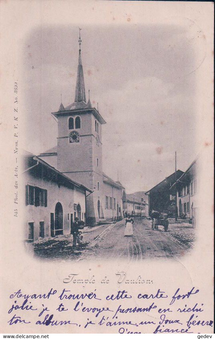 Vaulion VD, Rue Animée Et Le Temple (8.7.1900) - Vaulion