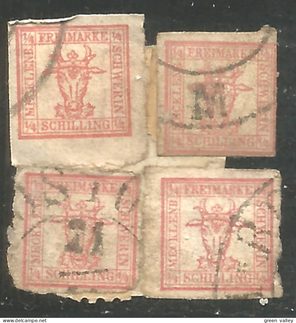 438 Allemagne Mecklenburg Schwerin 4 Stamps 1856 And 1864 (GES-185) - Mecklenbourg-Schwerin