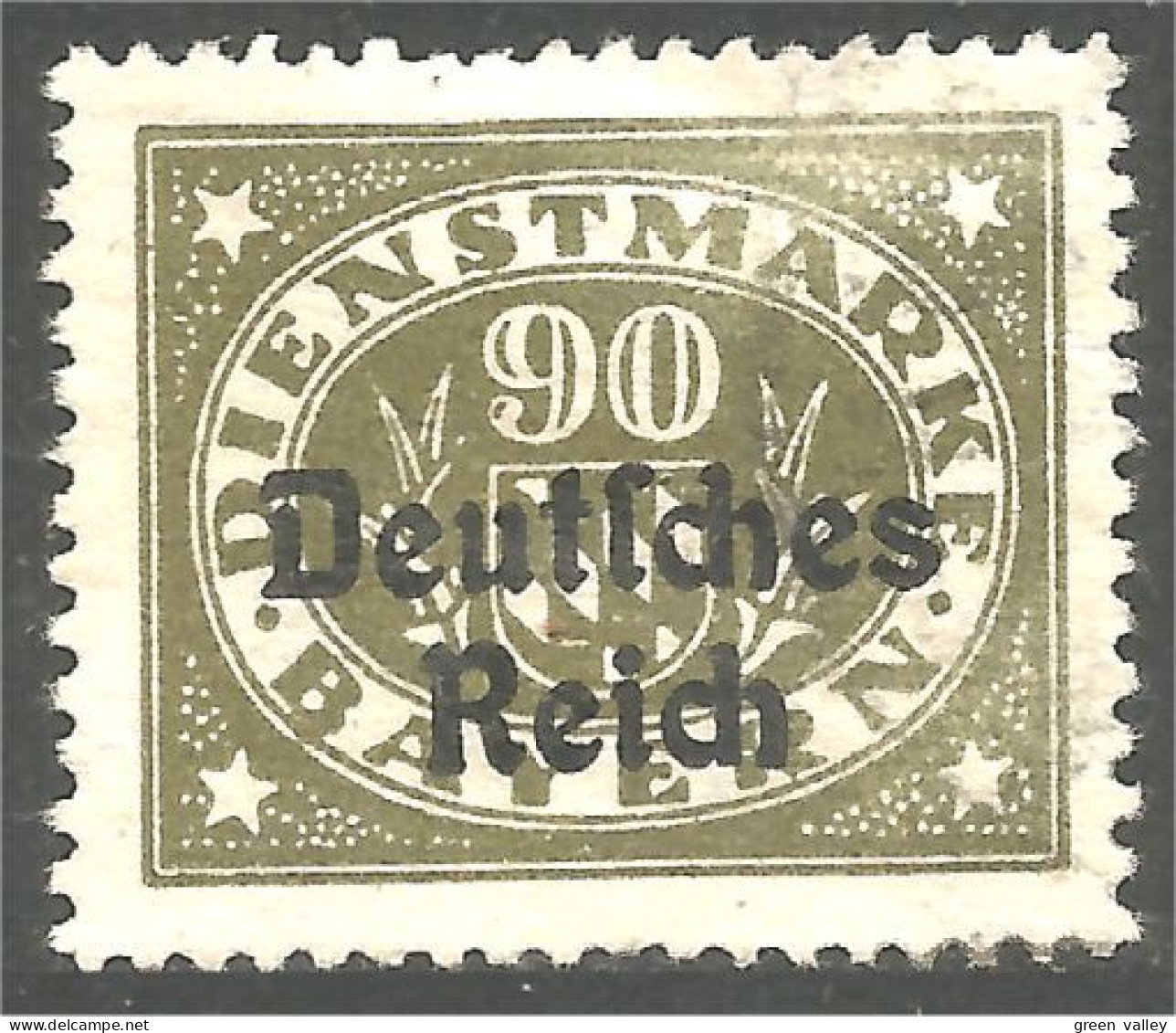 438 Bavière Bayern Bavaria 1920 90pf Vert Olive Green Official Service MH * Neuf (GES-137a) - Service