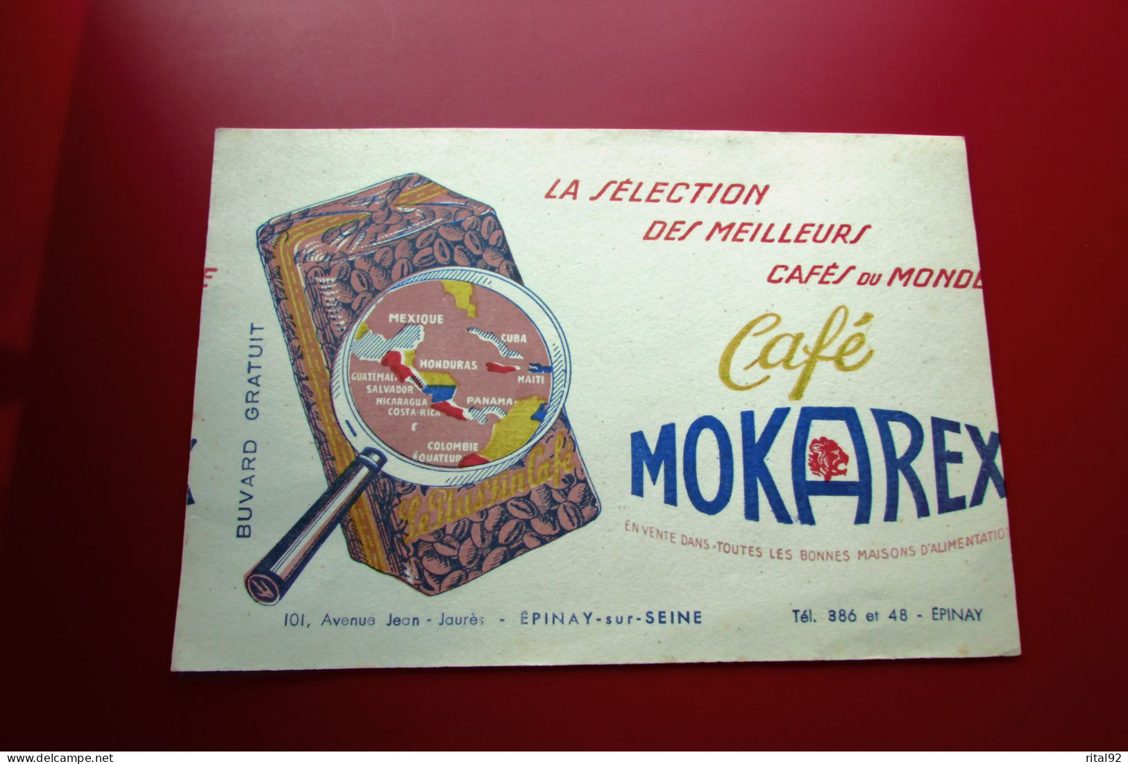 Buvard "Café MOKAREX" La Sélection Des Meilleurs Cafés Du Monde - Café & Thé