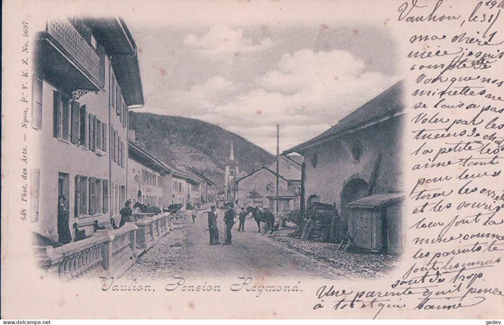 Vaulion VD, Pension Reymond, Rue Animée (1.2.1900) Rouille - Vaulion