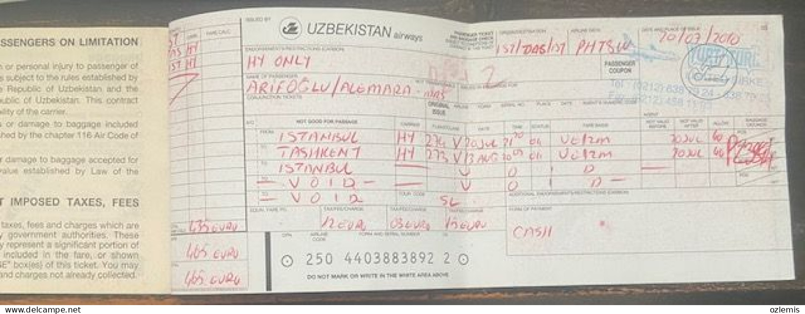 UZBEKISTAN , O'ZBEKISTON ,AIRWAYS ,TICKET - Welt