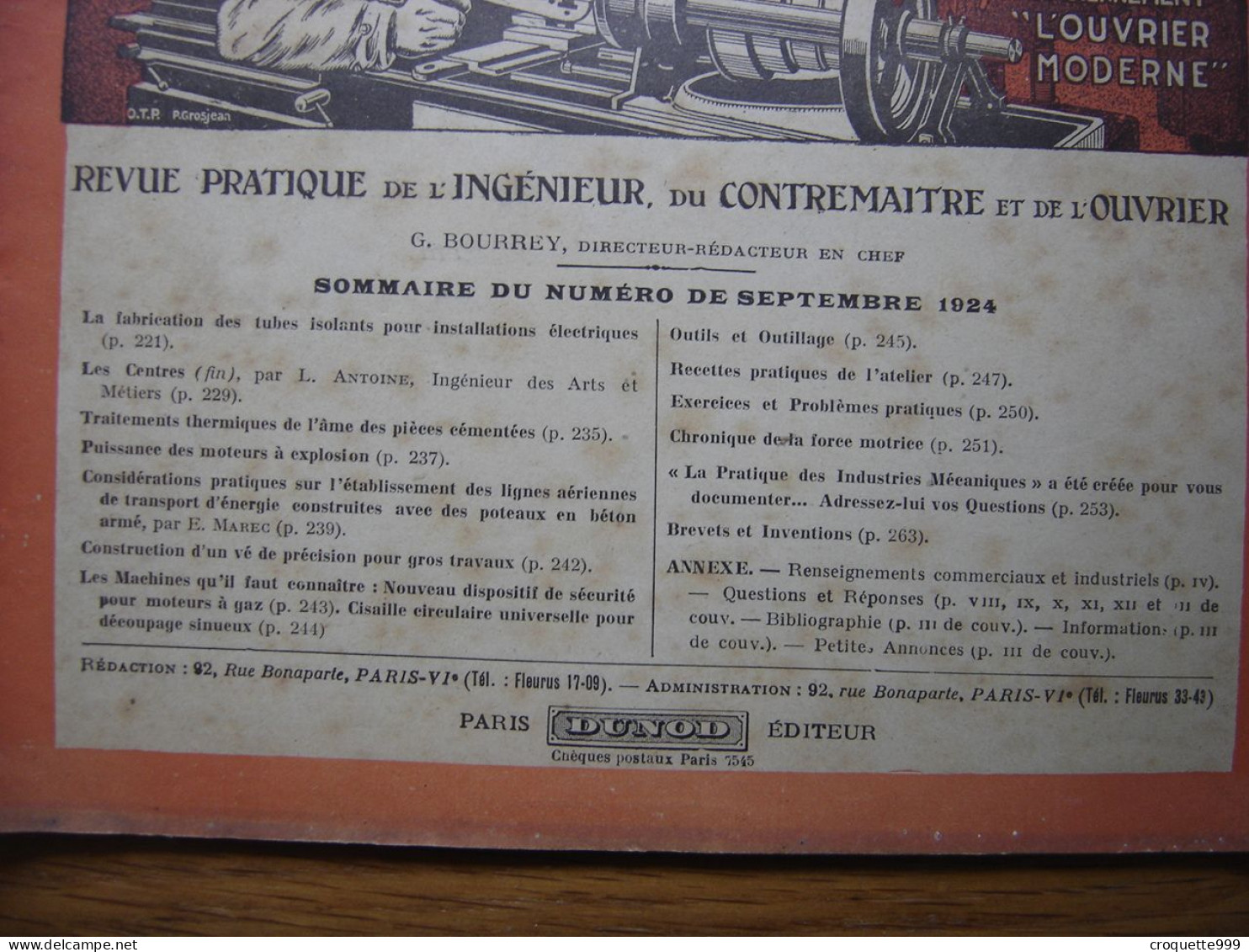 1924 Revue 6 Pratique Des Industries Mecaniques INGENIEUR CONTREMAITRE OUVRIER - Do-it-yourself / Technical