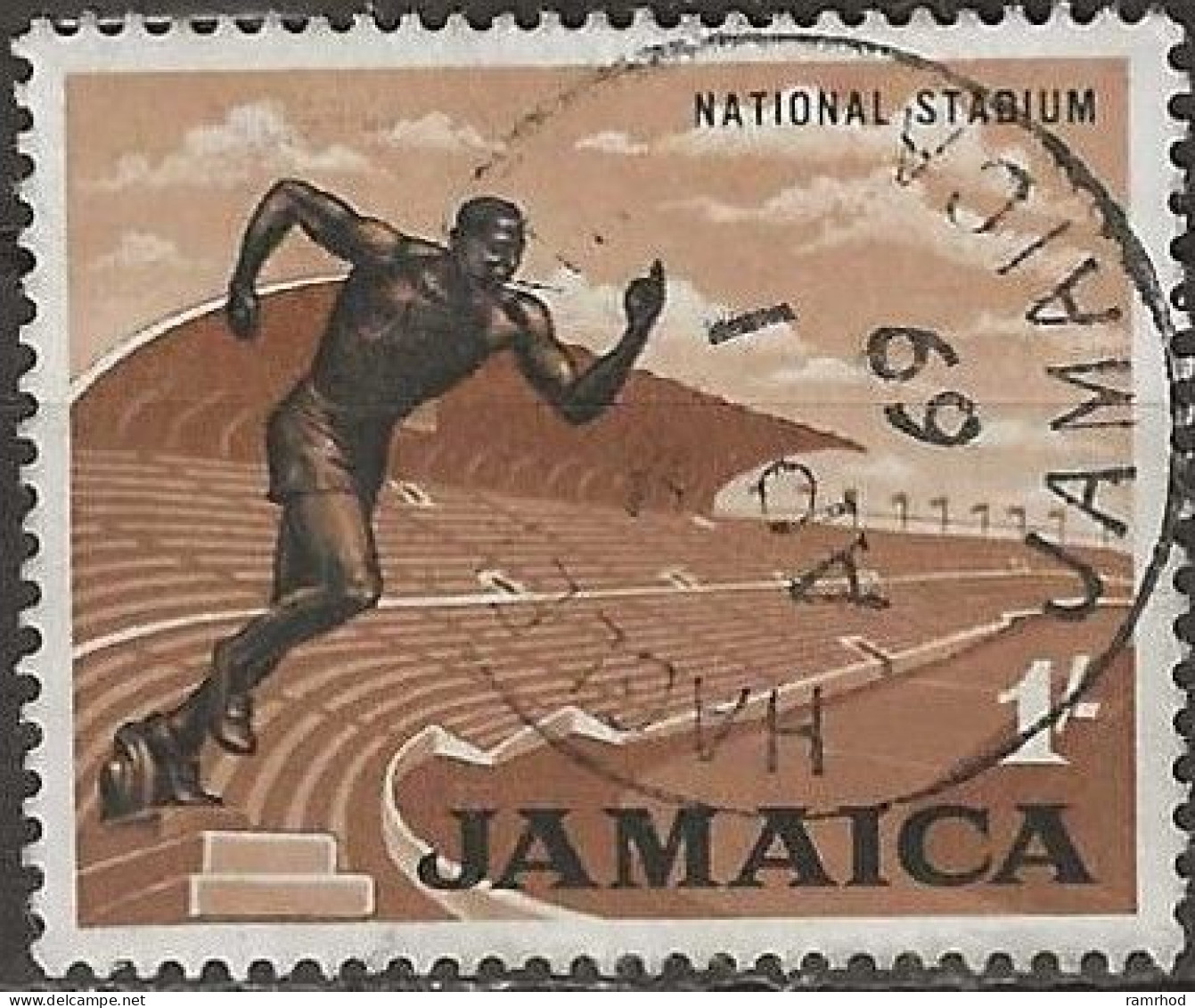 JAMAICA 1964 National Stadium - 1s. - Black And Brown FU - Jamaica (1962-...)