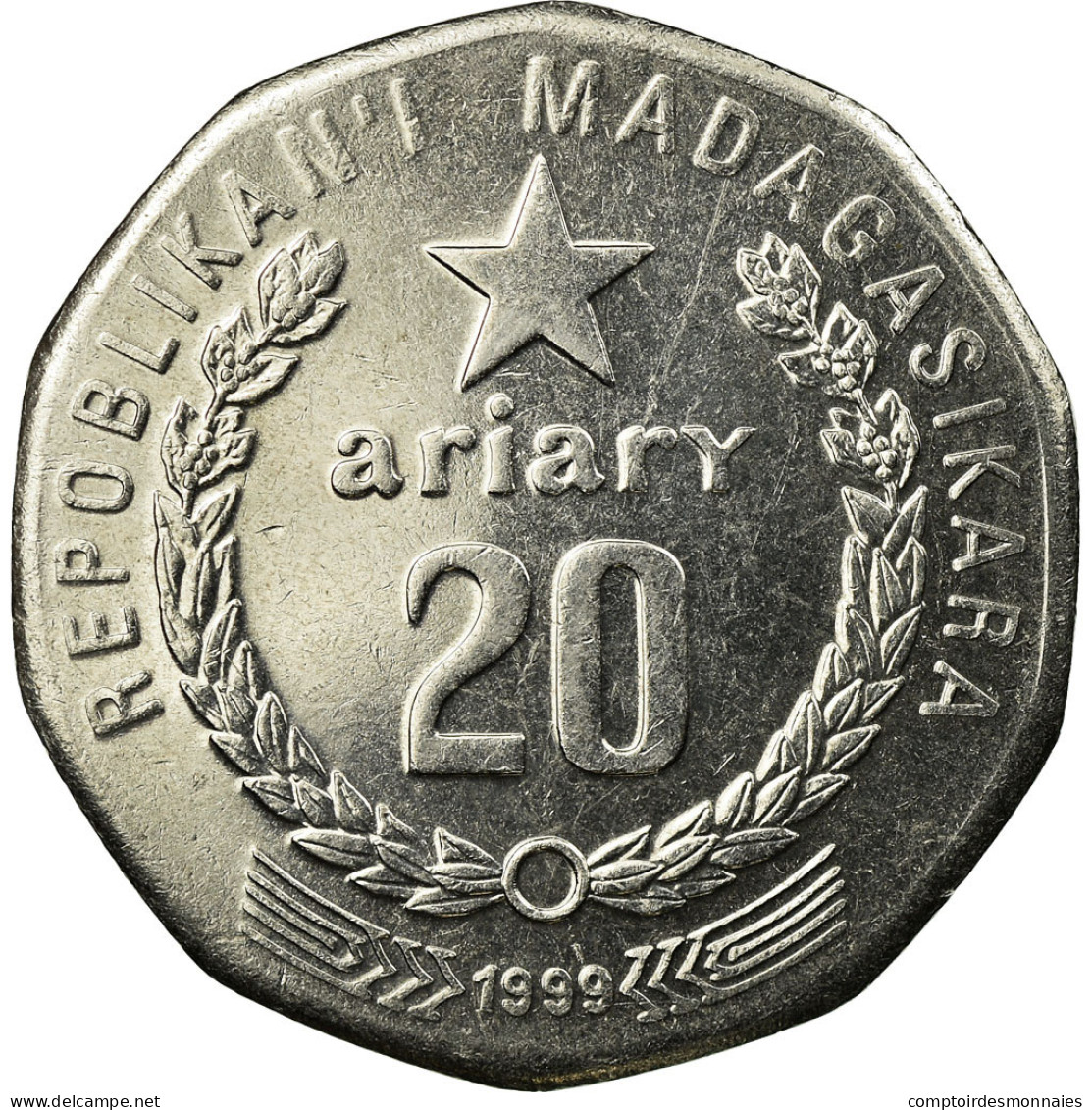 Monnaie, Madagascar, 20 Ariary, 1999, Royal Canadian Mint, TTB, Nickel Clad - Madagaskar