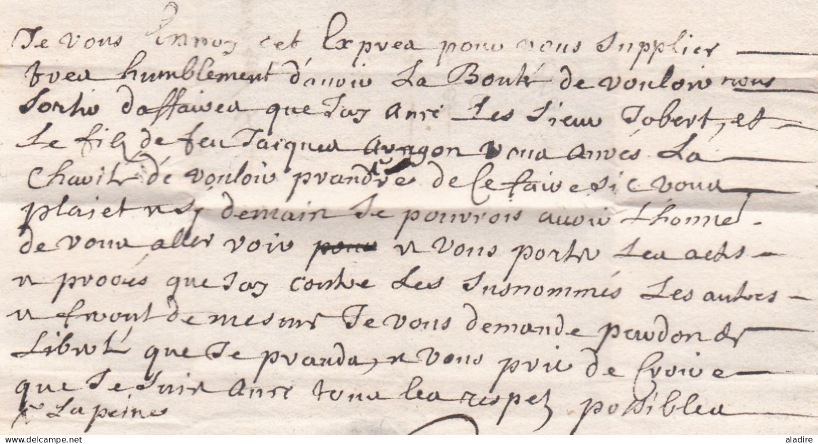 1695 - Lettre De Pierrelatte, Drôme à Saint Paul Trois Châteaux, Drôme - Enclave Des Papes - Fer De Lance - ....-1700: Précurseurs