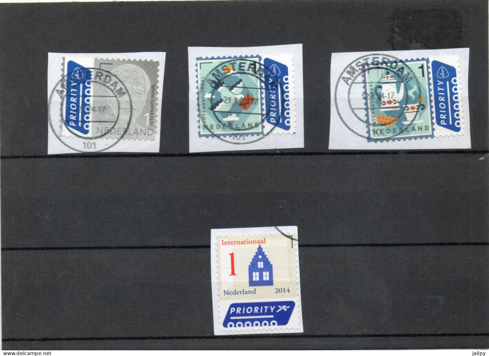 PAYS-BAS    4 Timbres   1 International   2014/ 2021 Et 2023   Sur Fragment  Oblitérés - Used Stamps