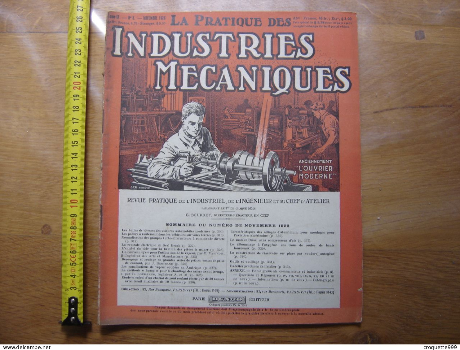 1926 Revue 8 Pratique Des Industries Mecaniques INGENIEUR CONTREMAITRE OUVRIER - Knutselen / Techniek