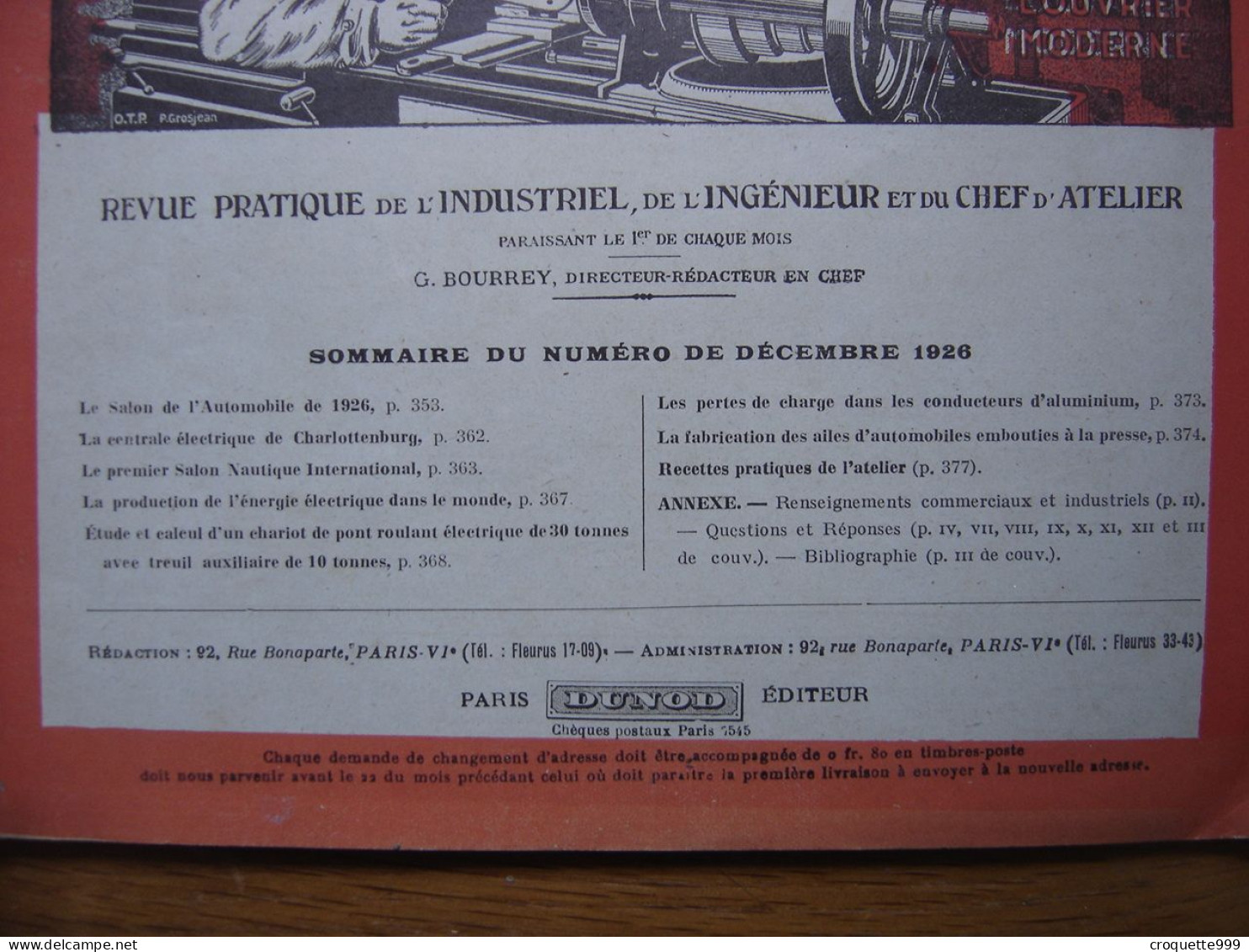 1926 Revue 9 Pratique Des Industries Mecaniques INGENIEUR CONTREMAITRE OUVRIER - Bricolage / Técnico