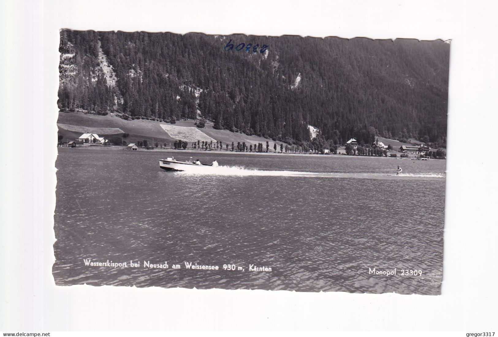 E5534) Wasserskisport Bei NEUSACH Am WEISSENSEE - Kärnten - Wasserski Fahrer Hinter Motorboot ALT! - Weissensee