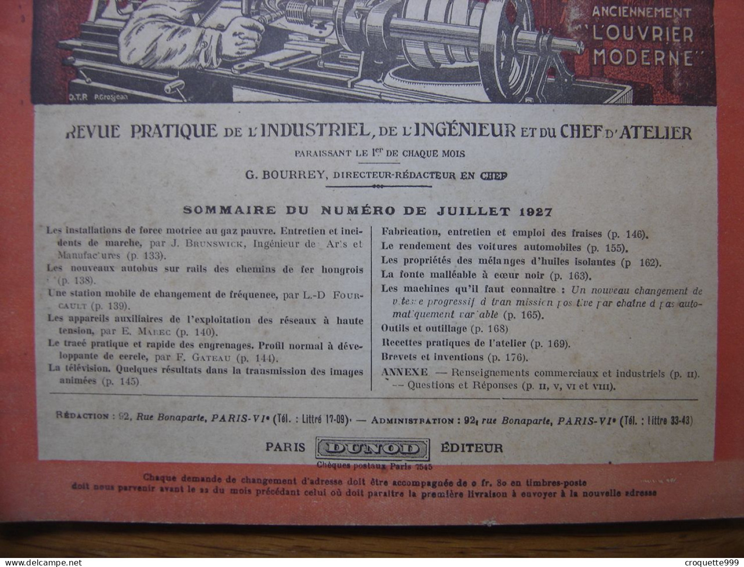 1927 Revue 4 Pratique Des Industries Mecaniques INGENIEUR CONTREMAITRE OUVRIER - Bricolage / Technique