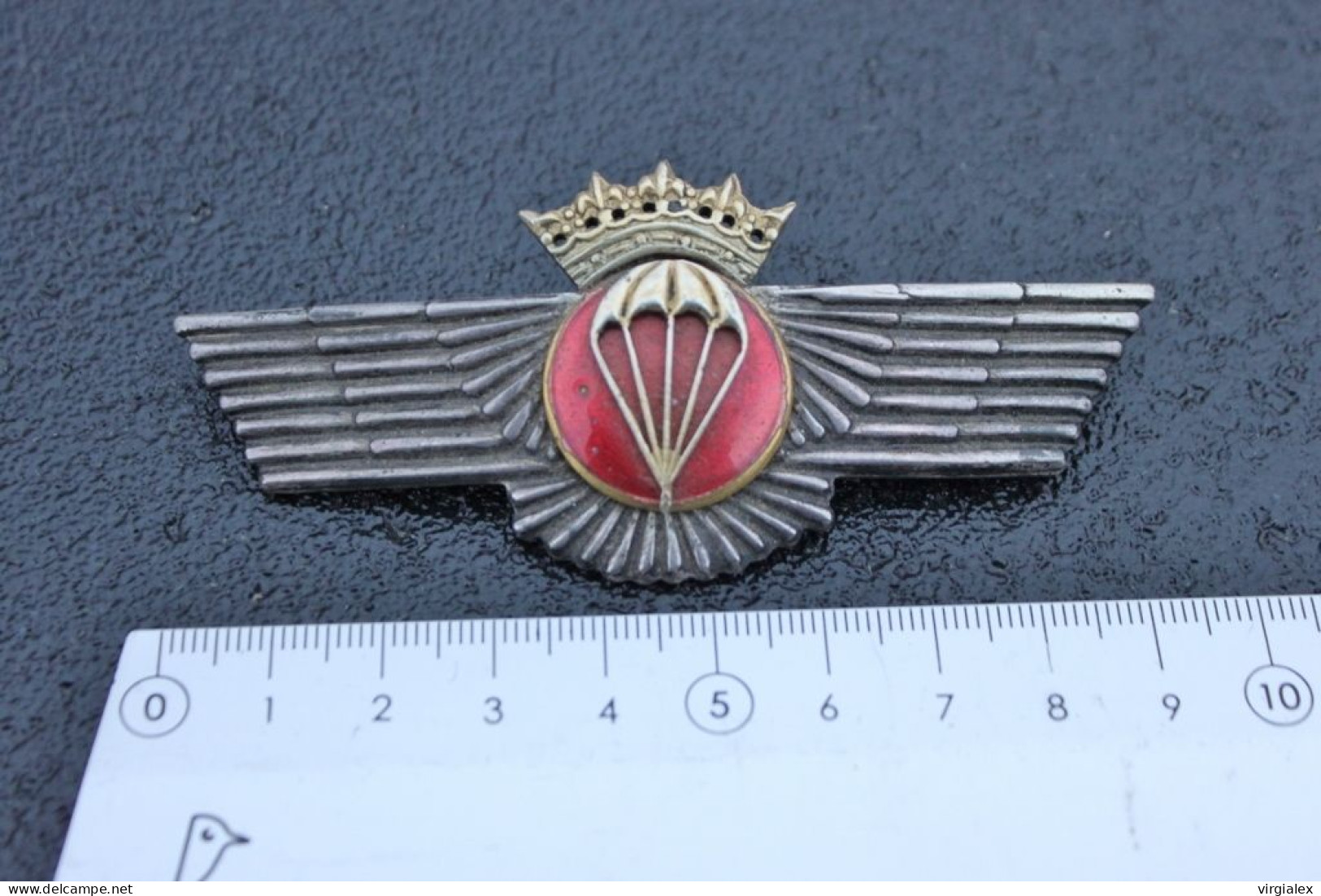 Spanish Parachustist Jump Badge Civil War Facist Republican Spain Ww2 Insignia Brevet Insigne Parachutiste Espagnol - Spain