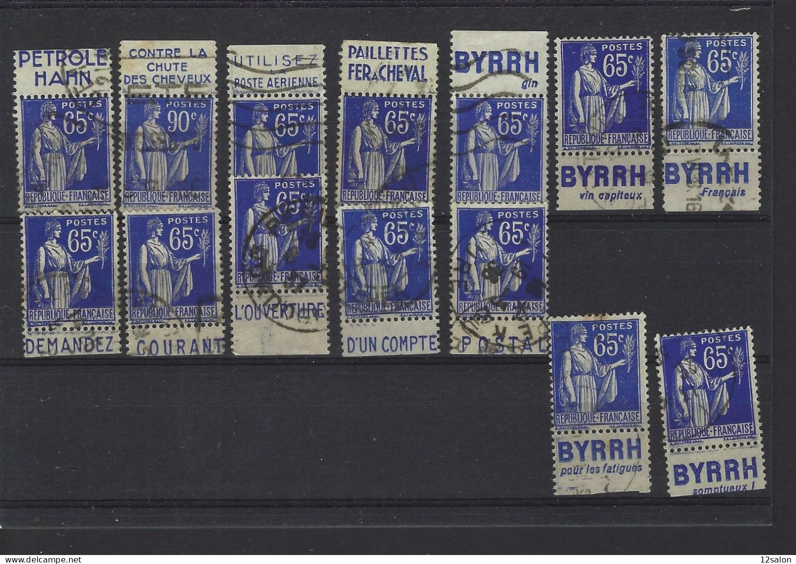 LOT TIMBRE PUBLICITAIRE CARNET PAIX - Used Stamps