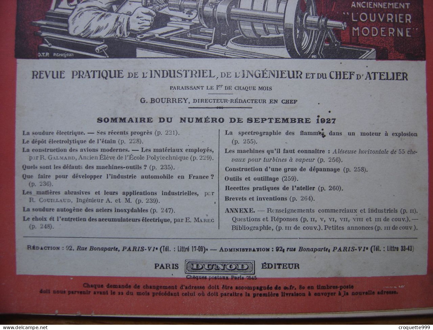 1927 Revue 6 Pratique Des Industries Mecaniques INGENIEUR CONTREMAITRE OUVRIER - Do-it-yourself / Technical