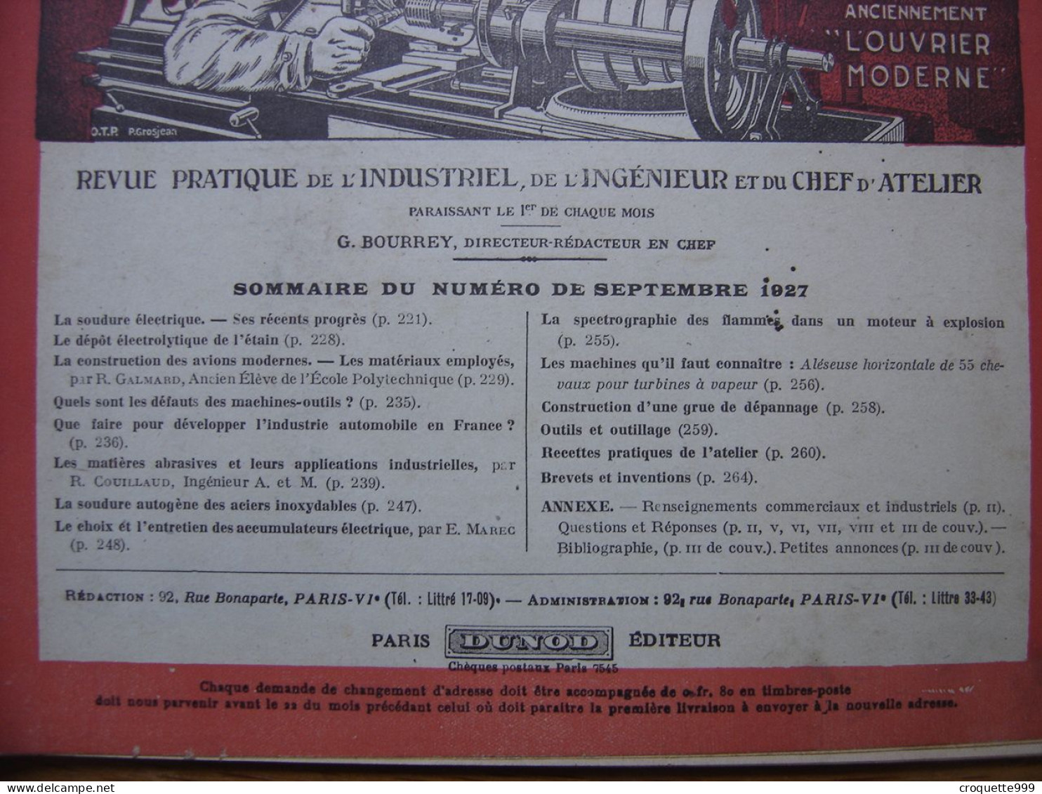 1927 Revue 6 Pratique Des Industries Mecaniques INGENIEUR CONTREMAITRE OUVRIER - Knutselen / Techniek