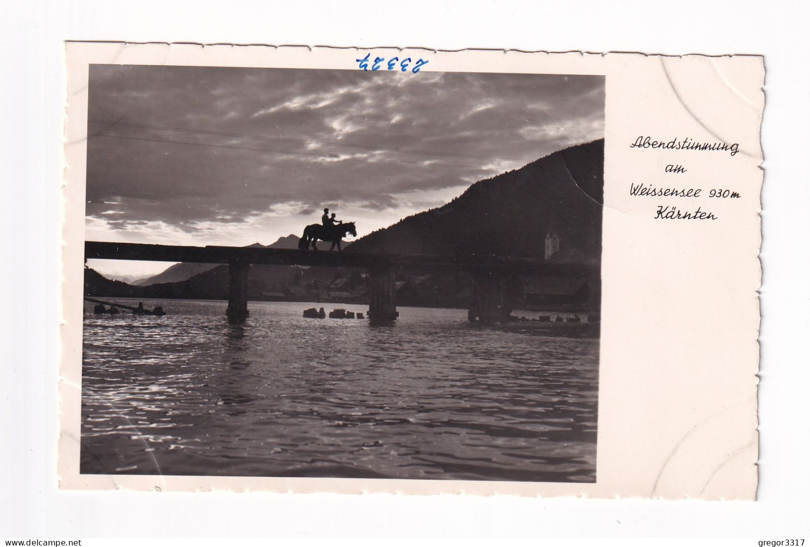 E5537) Abendstimmung Am WEISSENSEE - Kärnten - S/W FOTO .- Männer Auf PFERD über Brücke ALT! - Weissensee