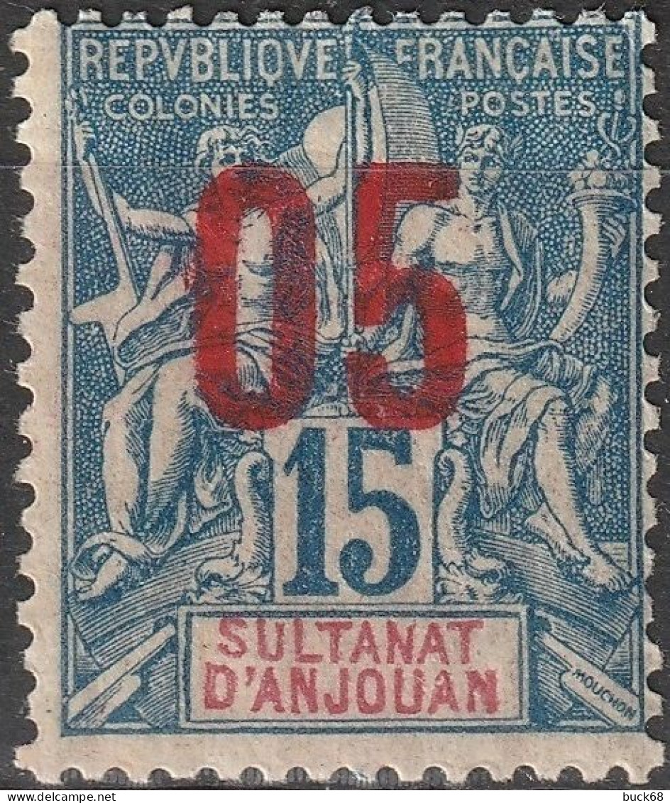 ANJOUAN 22 * MH Type Groupe Surcharge 1912 (CV 2 €) [ColCla] - Unused Stamps