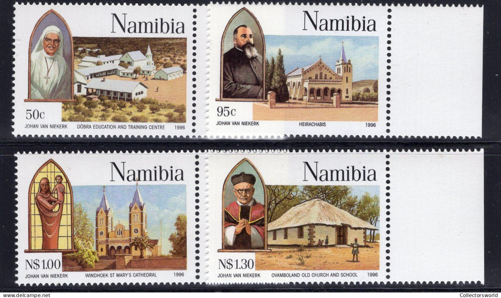 Namibia Serie 4v 1995  Catholic Missions In Namibia - Church Cathedral MNH - Namibia (1990- ...)