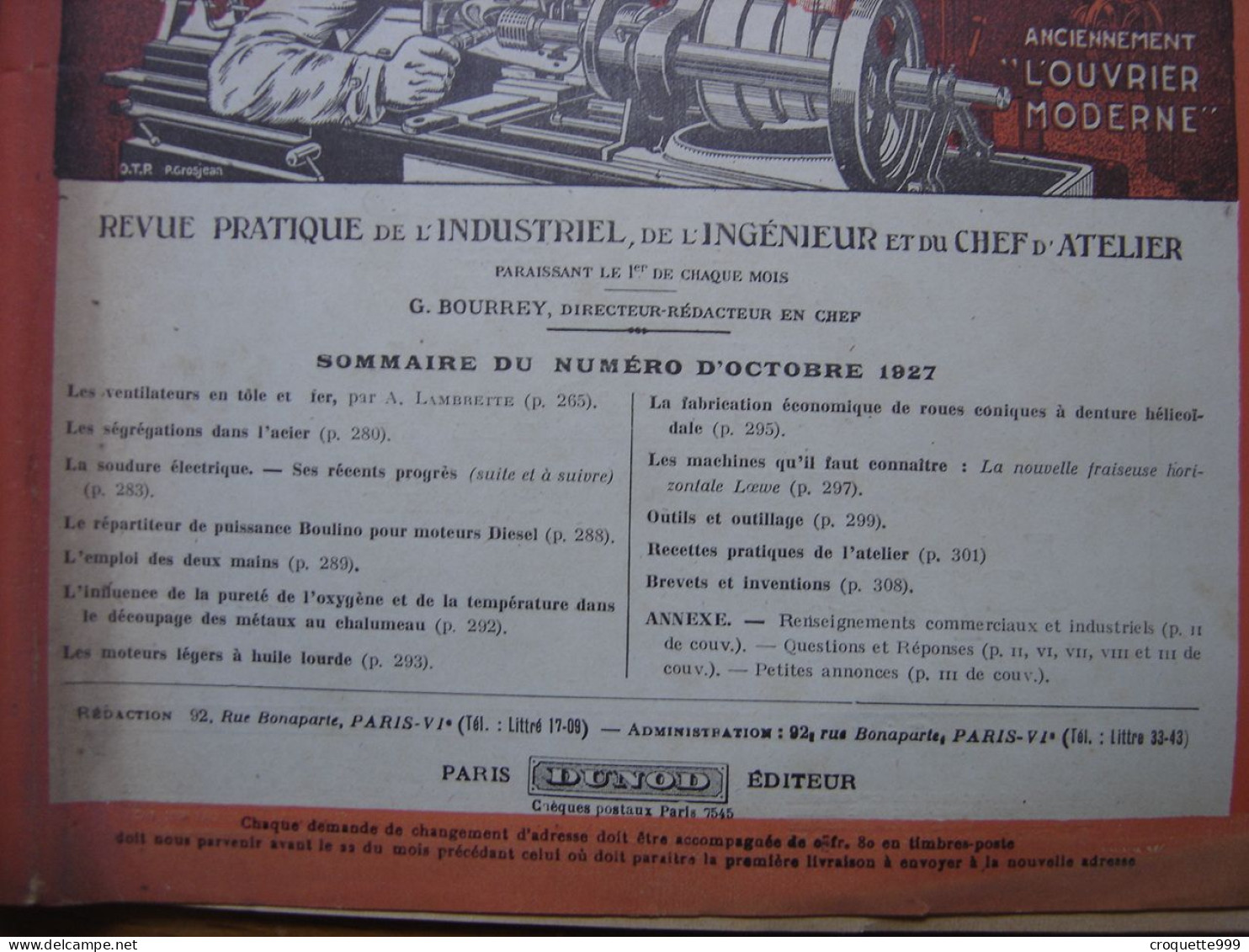 1927 Revue 7 Pratique Des Industries Mecaniques INGENIEUR CONTREMAITRE OUVRIER - Knutselen / Techniek