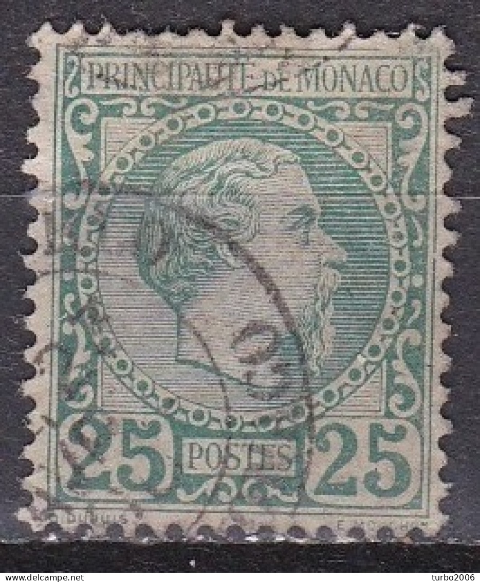 Monaco 1885 Roi Charles I 25 C Vert Y&T 6 Obliteré - Oblitérés