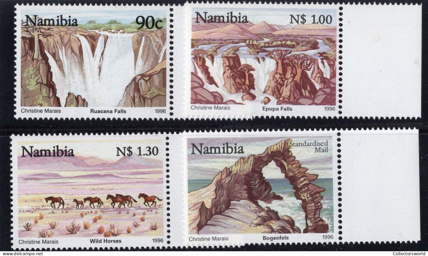 Namibia Serie 4v 1995 Tourism Scenery Waterfall Fauna Wild Horses MNH - Namibie (1990- ...)