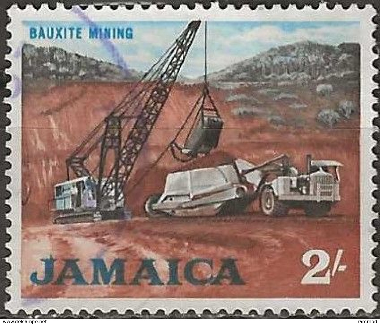 JAMAICA 1964 Bauxite Mining - 2s. - Brown, Black And Blue FU - Jamaica (1962-...)
