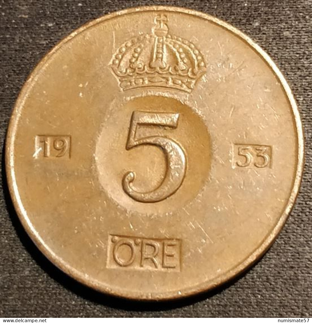 SUEDE - SWEDEN - 5 ORE 1953 - Gustaf VI Adolf - Bronze - KM 822 - Suède