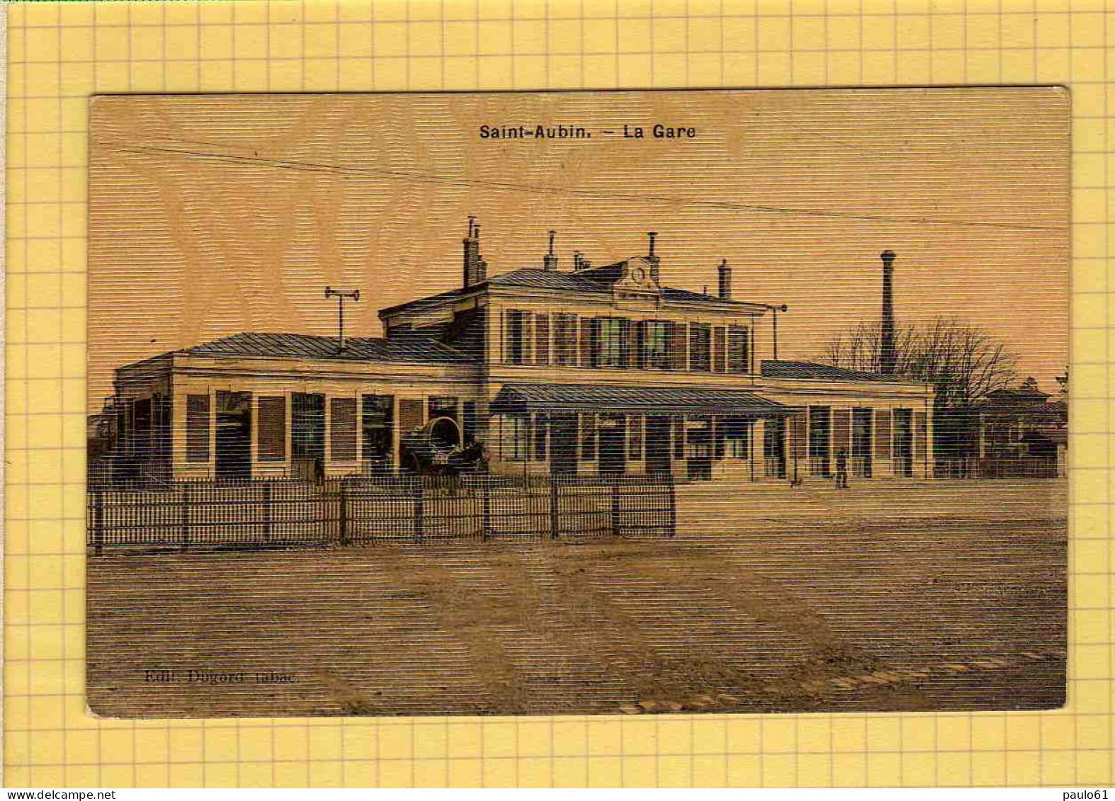 CPA :SAINT AUBIN : La Gare Avec Attelage - Saint-Aubin-d'Ecrosville