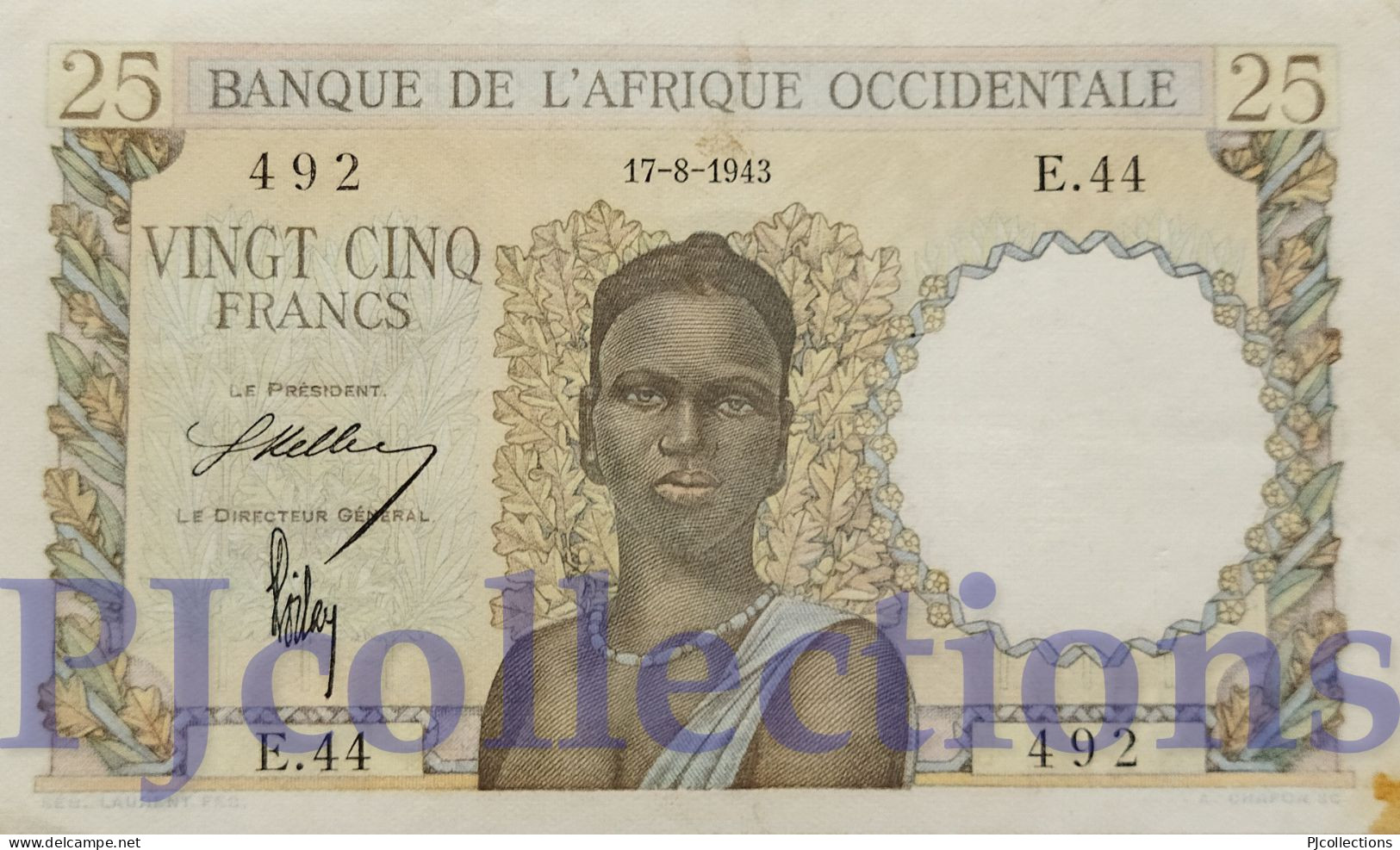 FRENCH WEST AFRICA 25 FRANCS 1943 PICK 38 XF/AU - Other - Africa