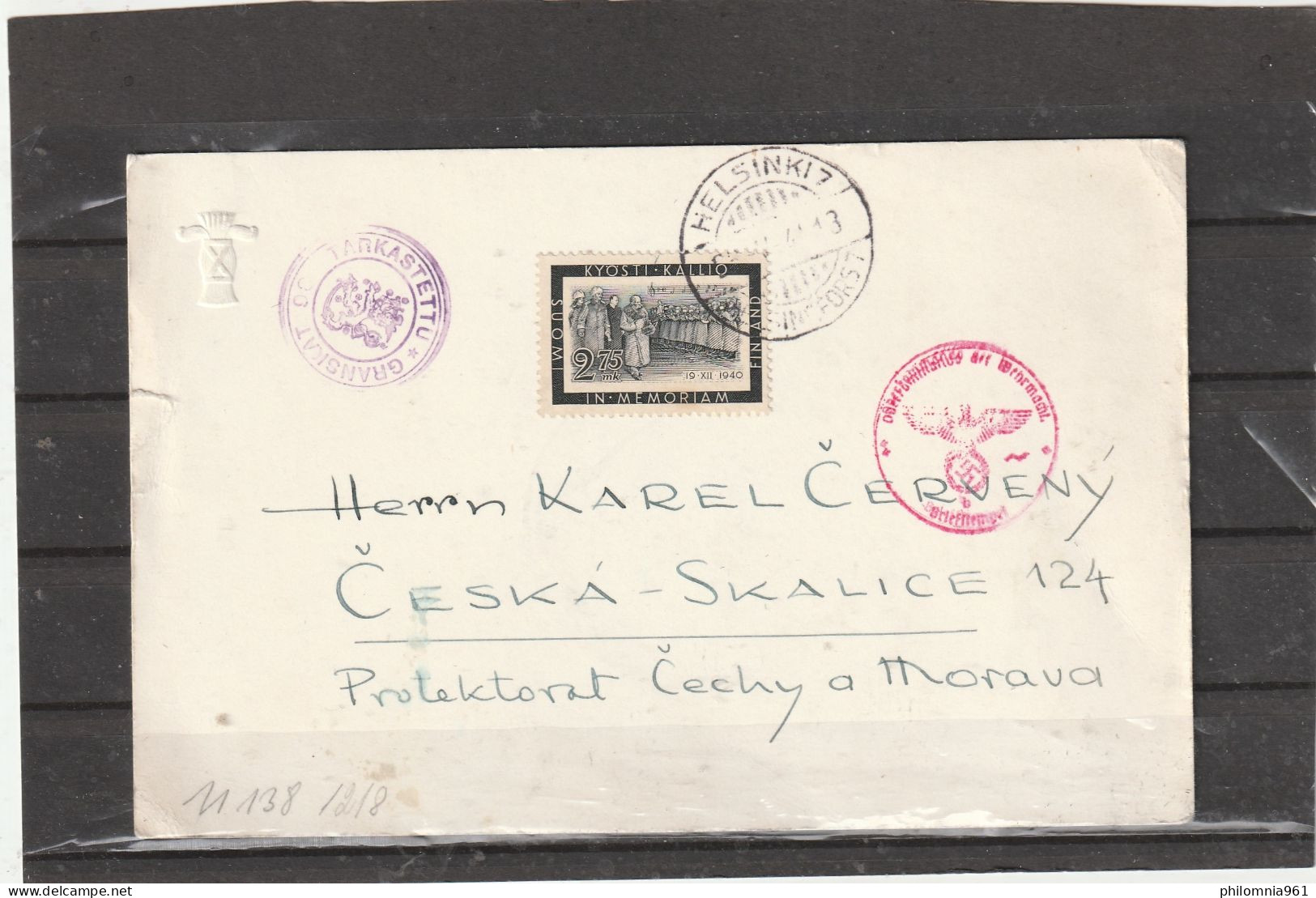 Finland WWII CENSORED POSTAL CARD 1941 - Lettres & Documents