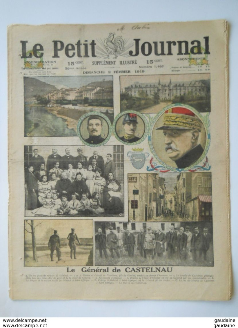 Le Petit Journal N°1467 -2 Février 1919 - Général CASTELNAU - FIN WW1 - Le Petit Journal