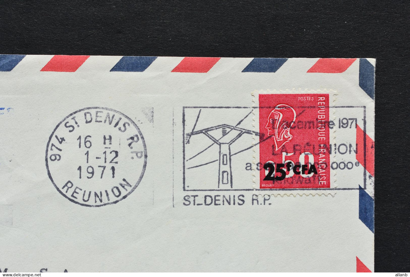 Réunion - CFA  Marianne De Béquet N° 393 Sur Lettre De Saint Denis Du 1er Décemlbre 1971 - Empreinte Sécap Très Rare - Briefe U. Dokumente