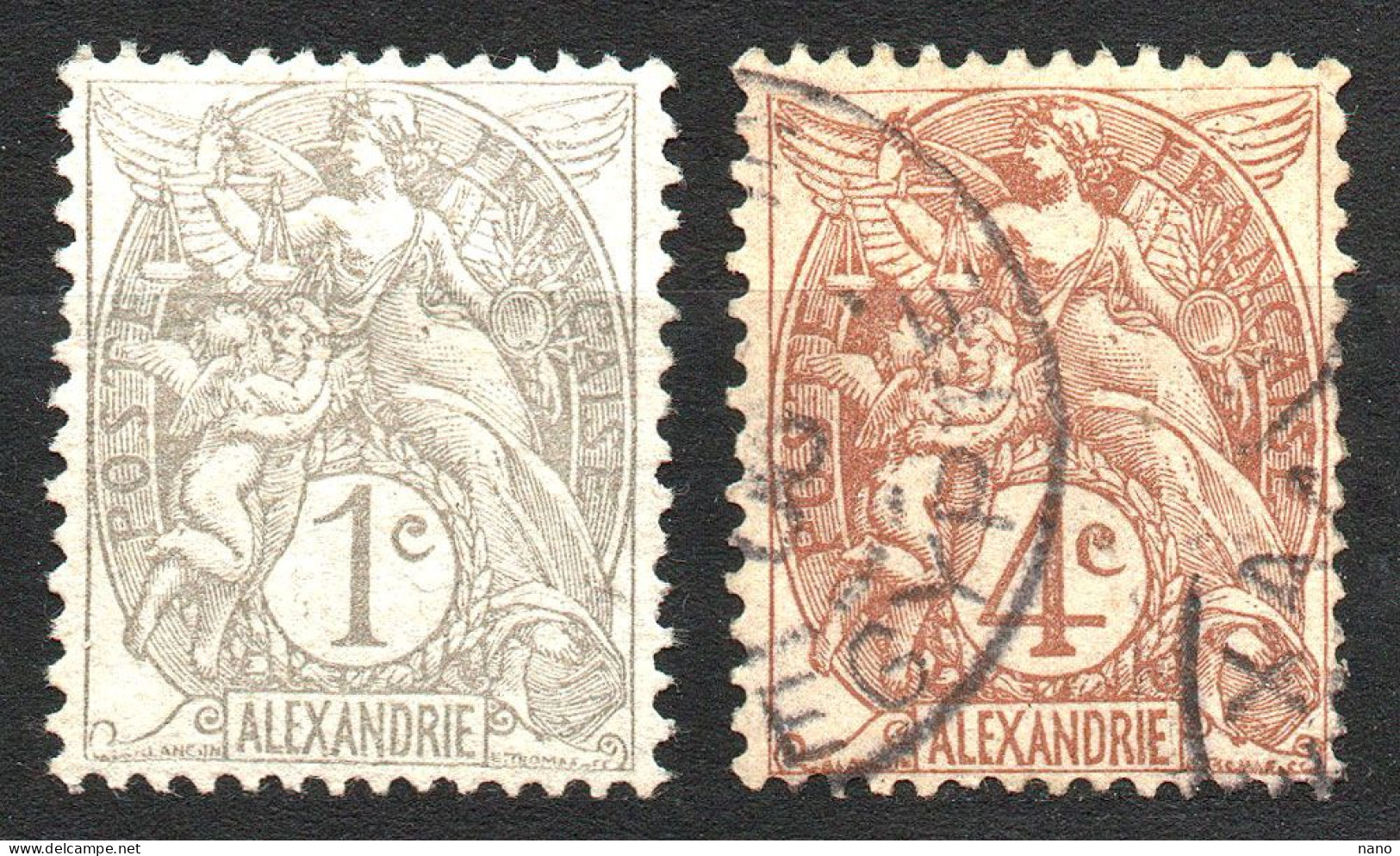 France (ex-colonies & Protectorats) - Alexandrie (1899-1931) - Type Blanc N°19* Et 22 Obl. - Unused Stamps