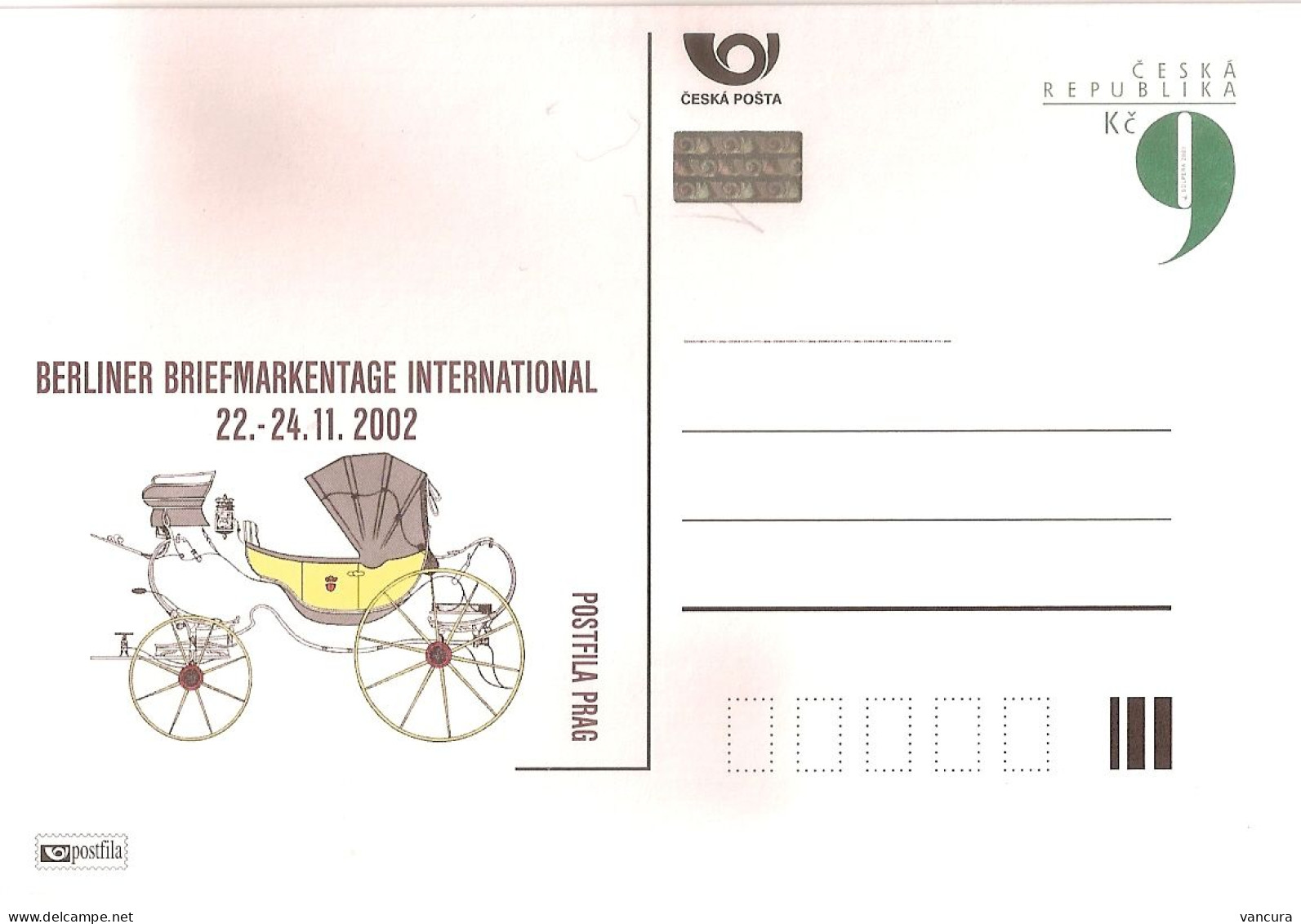CDV A 83 Czech Republic Berlin Stamp Exhibition 2002 Coach NOTICE POOR SCAN, BUT THE CARD IS FINE! - Cartes Postales