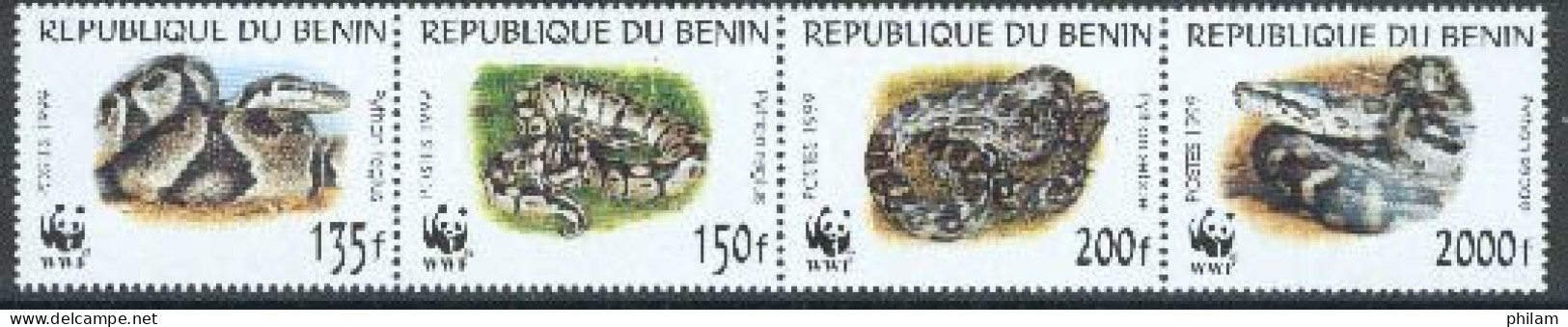 BENIN 1999 - WWF - Les Pythons - 4 V. - Serpenti