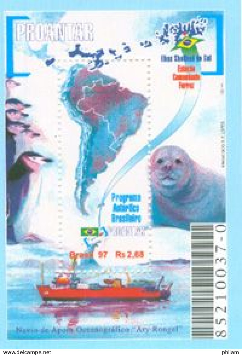 BRESIL - 1997 - Programme  Antarctique PRO ANTAR - Bloc - Pinguïns & Vetganzen