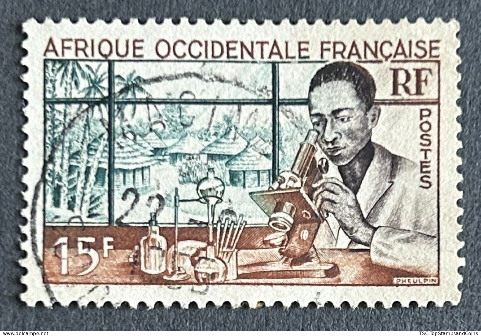 FRAWA0048U4 - Local People - Medical Laboratory - 15 F Used Stamp - AOF - 1953 - Oblitérés