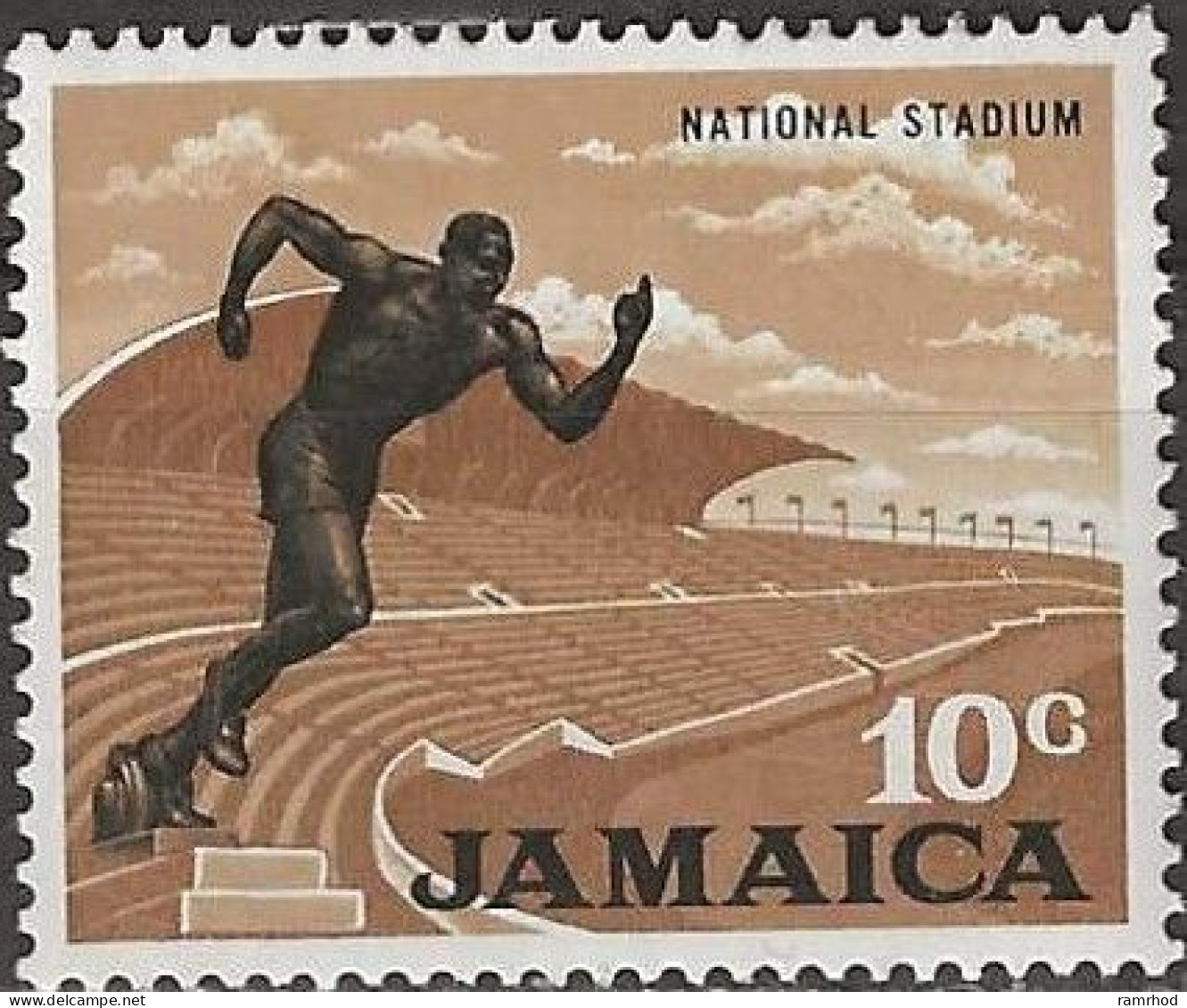 JAMAICA 1970 Decimal Currency - National Stadium - 10c. - Black And Brown MNH - Jamaica (1962-...)