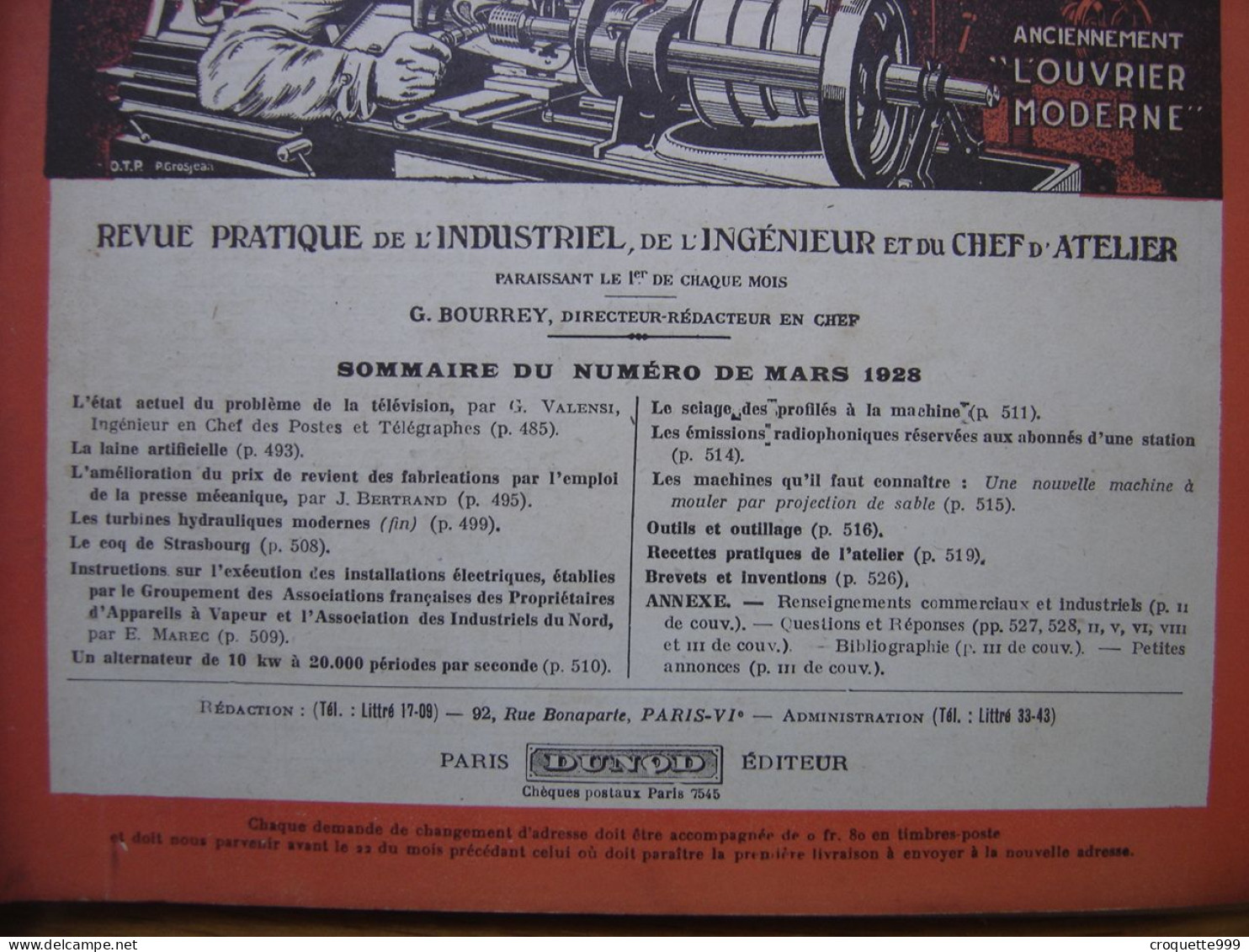 1928 Revue 12 Pratique Des Industries Mecaniques INGENIEUR CONTREMAITRE OUVRIER - Basteln