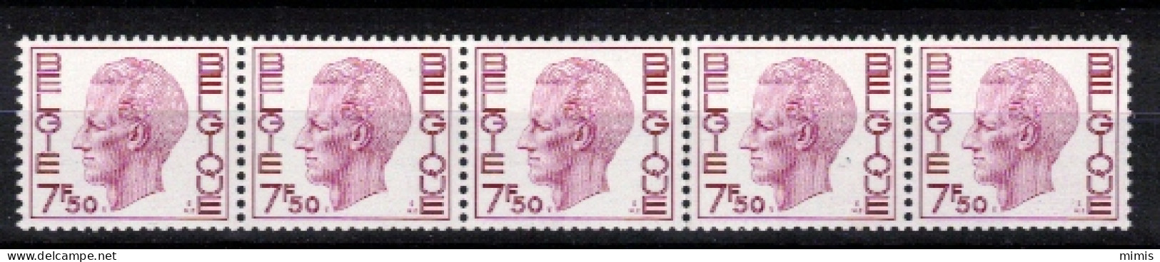 BELGIQUE   1982   R72  Bande De 5  N° 580 ** Sans Charnière - Rouleaux